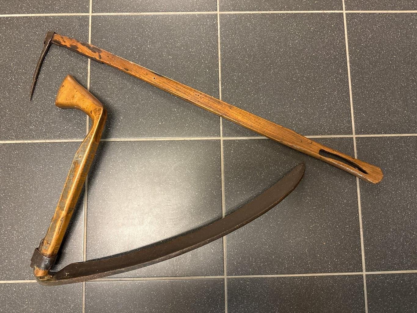 Antieke zicht en welhaak met houten steel - F. Schulte, Antiek en Kunst, Ophalen of Verzenden