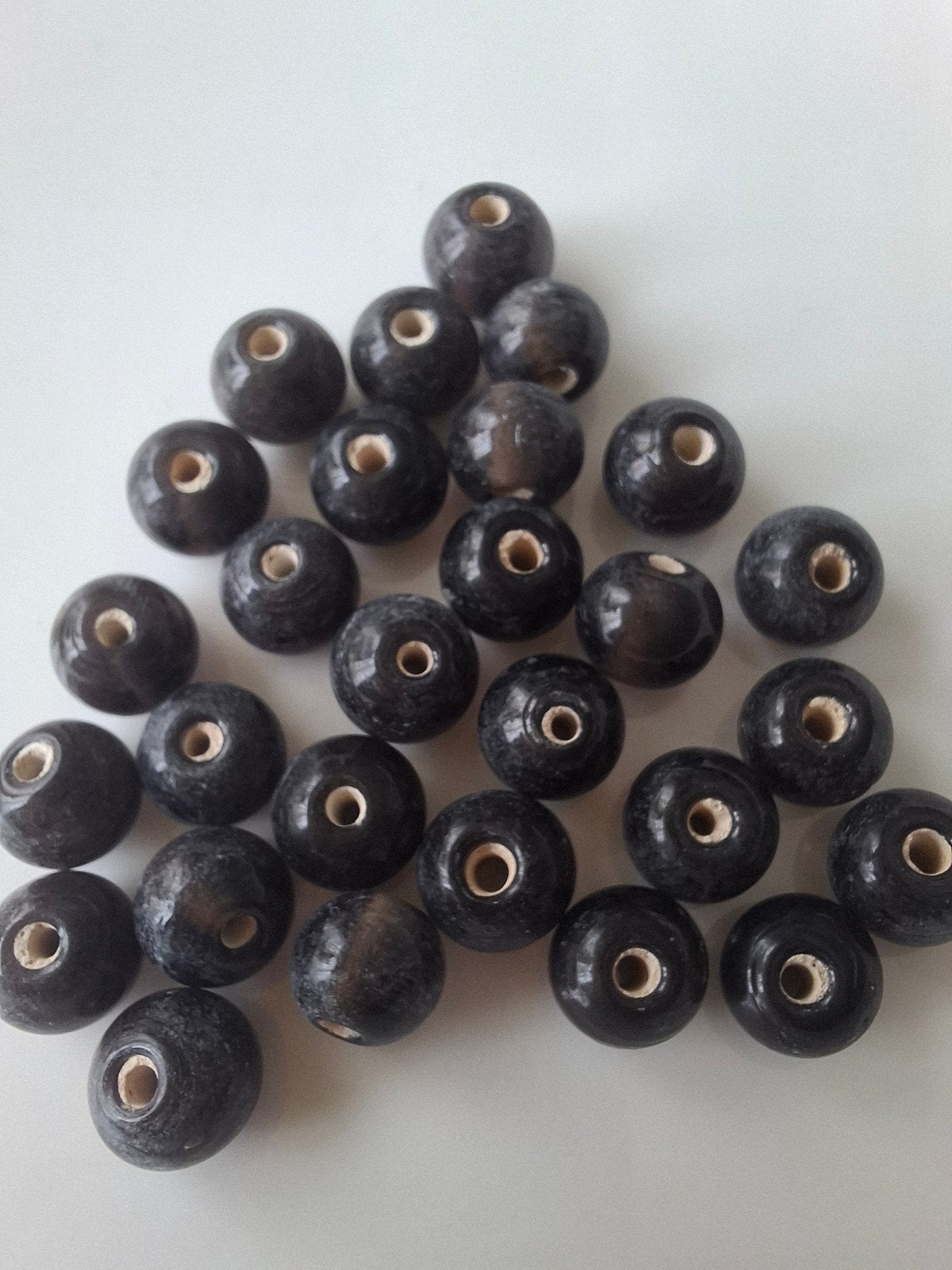 28 stuks 8 mm glaskralen keramiek zwart kralen, Kraal, -, -, Ophalen of Verzenden