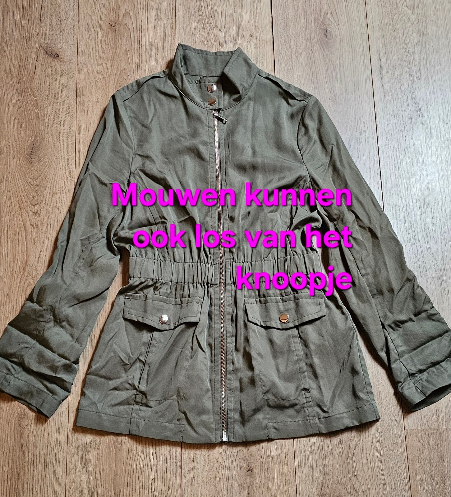 H&M, dames jas, groene jas, legergroen, maat 36, maat 36 jas, H&M, Ophalen of Verzenden, Zo goed als nieuw, Maat 36 (S)