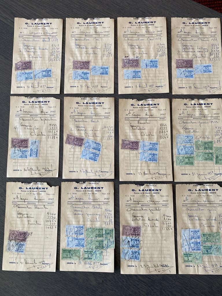 Oude nota’s, Esso service Algerije, Ophalen of Verzenden, Gestempeld