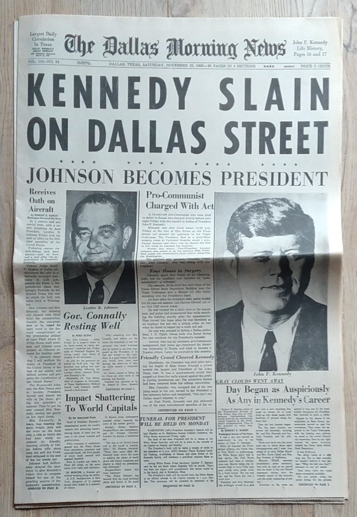 newspaper Dallas krant vd moord op John F Kennedy, volgnr266, Ophalen of Verzenden
