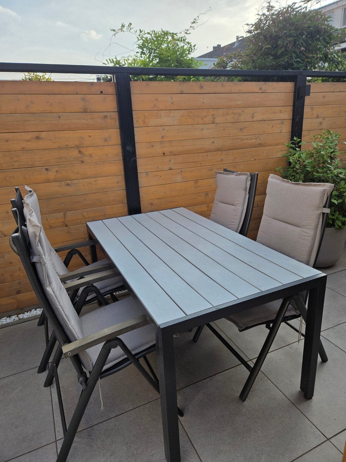 Central Park Dafne tuinset, tafel + 4 verstelbare, Ophalen, Gebruikt, Rechthoekig, Aluminium