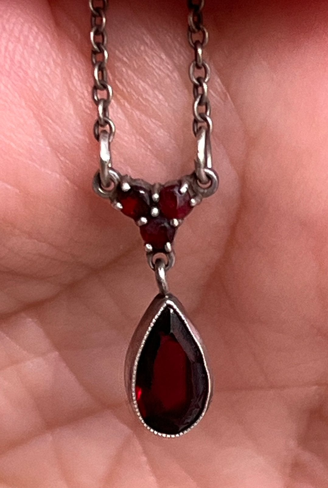 Art Deco ketting met Granaat zilver, Sieraden, Tassen en Uiterlijk, Antieke sieraden, Ophalen of Verzenden, Zilver, Ketting