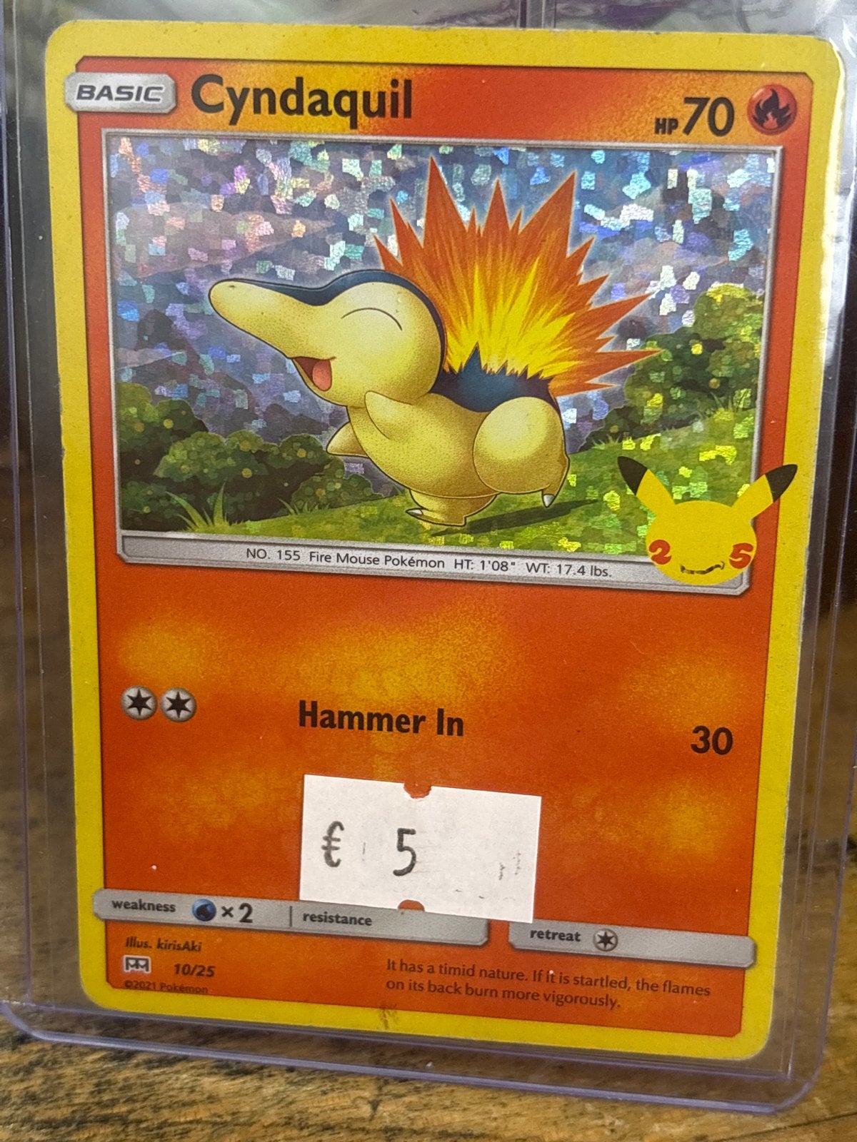 Pokémon Cyndaquil Celebrations Foil Kaart 10, Ophalen of Verzenden, Zo goed als nieuw, Losse kaart, Foil