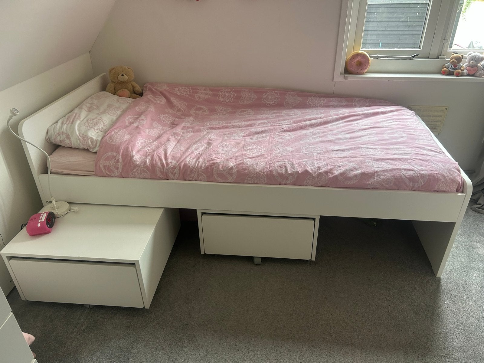 IKEA SMÅSTAD bed met lades - wit, 90x200 cm, Ophalen, Gebruikt, 90 cm, Eenpersoons