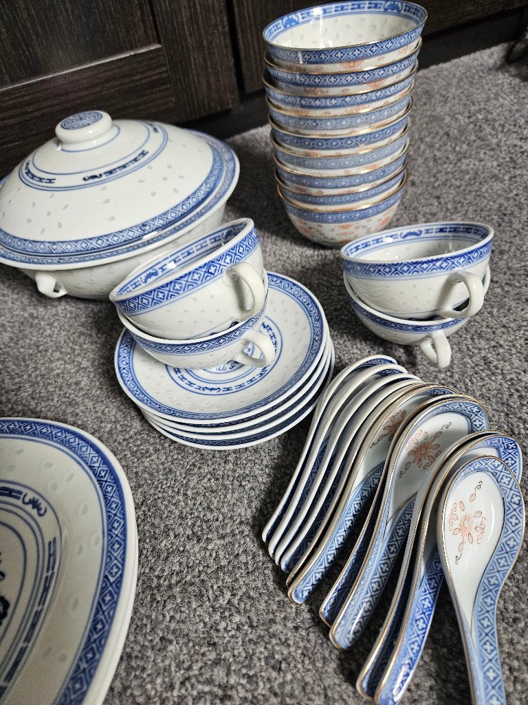 Chienees servies rijstekorrel, Overige materialen, Gebruikt, Ophalen of Verzenden, Overige stijlen