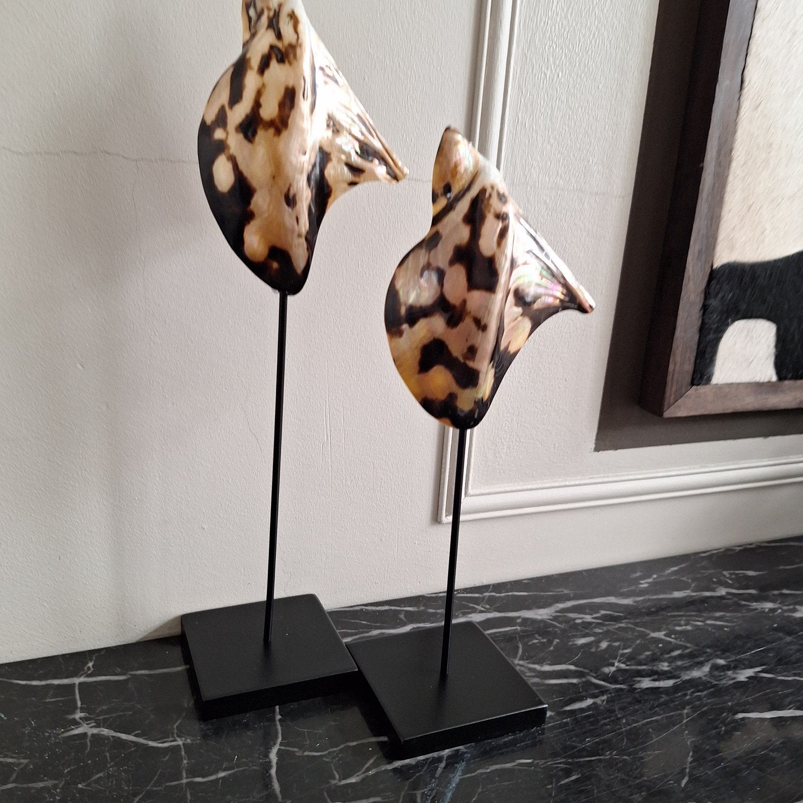 Set parelmoer taupe schelpen op voet hotel chique, Nieuw, Ophalen of Verzenden, X, X
