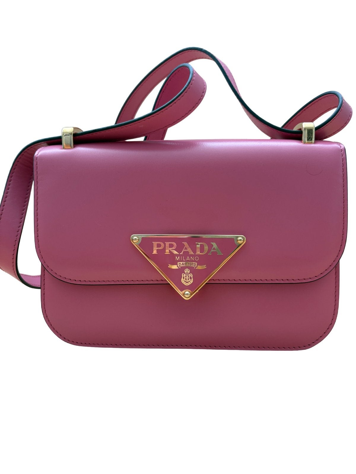 Prada Emblème leren schoudertas, Ophalen of Verzenden, Zo goed als nieuw, Roze, Leer