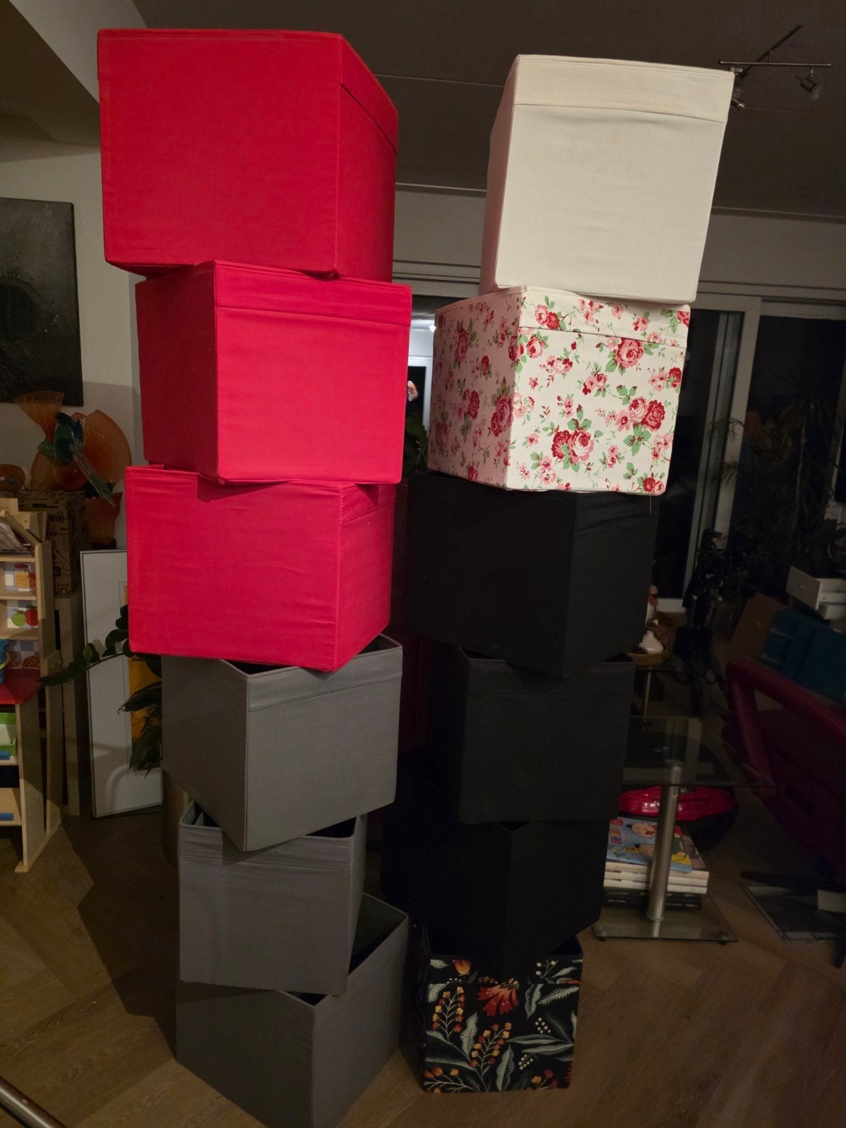 12x IKEA Drona bakken - Rood, Grijs, Zwart, Wit, Multi, Ophalen, Gebruikt, Overige materialen, Minder dan 50 cm