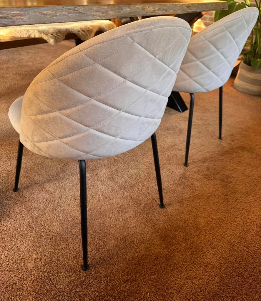 Mooie eetkamerstoelen beige/taupe, Ophalen, Gebruikt, Overige kleuren, Twee
