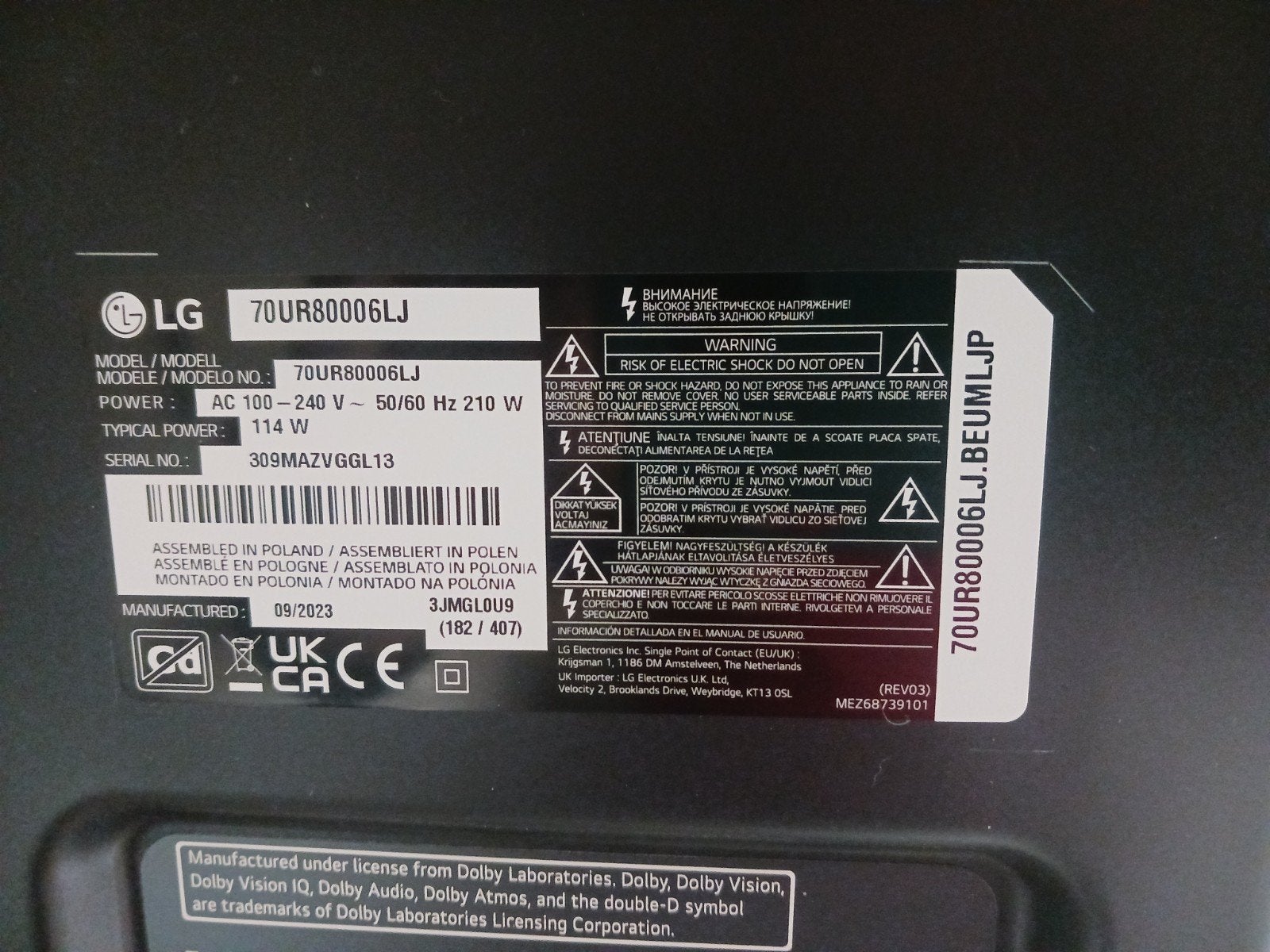 LG 70" smart tv., Ophalen, 50 Hz, Zo goed als nieuw, 100 cm of meer