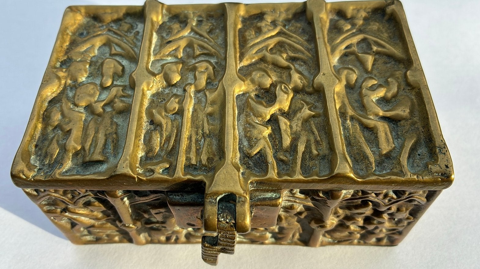 Neo Gotisch messing kistje ca 1880-1900, Ophalen of Verzenden, Koper