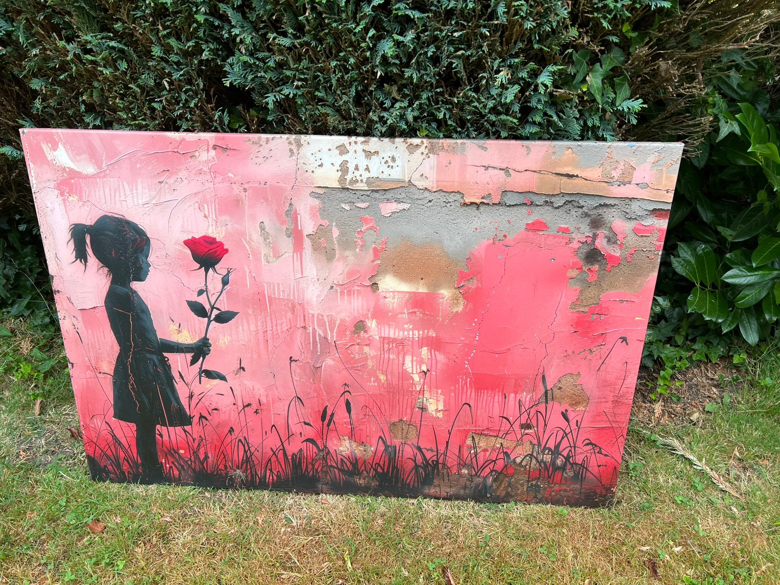 Banksy canvas meisje afhaal €10,-, Ophalen, 100 tot 125 cm, Schilderij