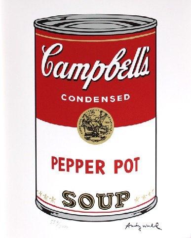 Andy Warhol(1928)Lithografie"Campbells Pepper Pot Soup"Ges G, Antiek en Kunst, Ophalen of Verzenden