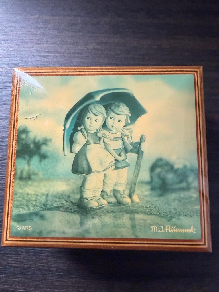 Vintage Hummel muziekdoosje ingelegd hout, Antiek en Kunst, Ophalen of Verzenden