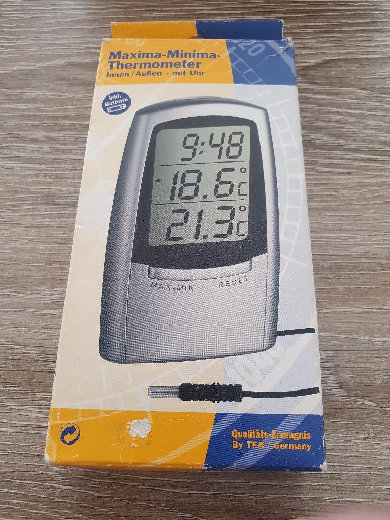 Weerstation thermometer met klok, Ophalen of Verzenden, Zo goed als nieuw, Weerstation