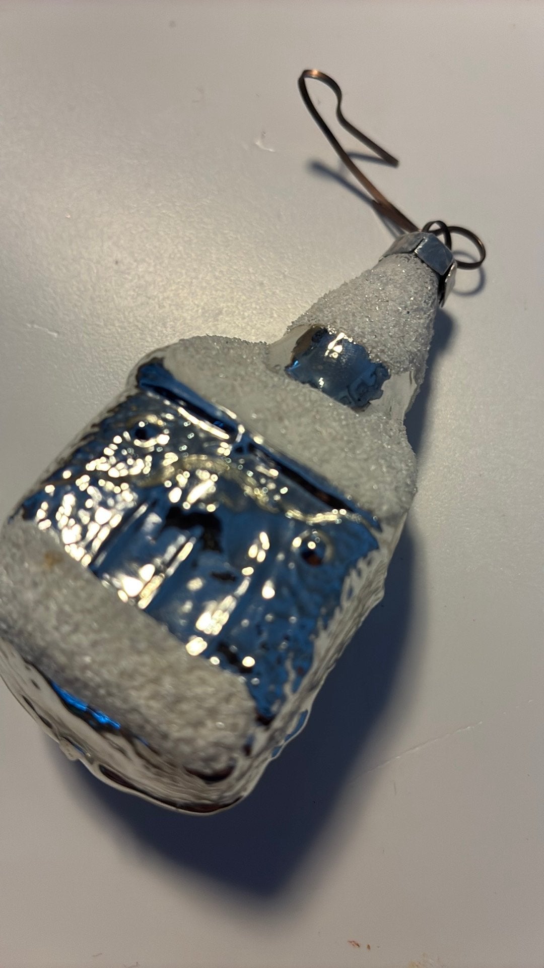 Vintage antieke kerstbal, kerkje zilver, Ophalen of Verzenden, Zo goed als nieuw