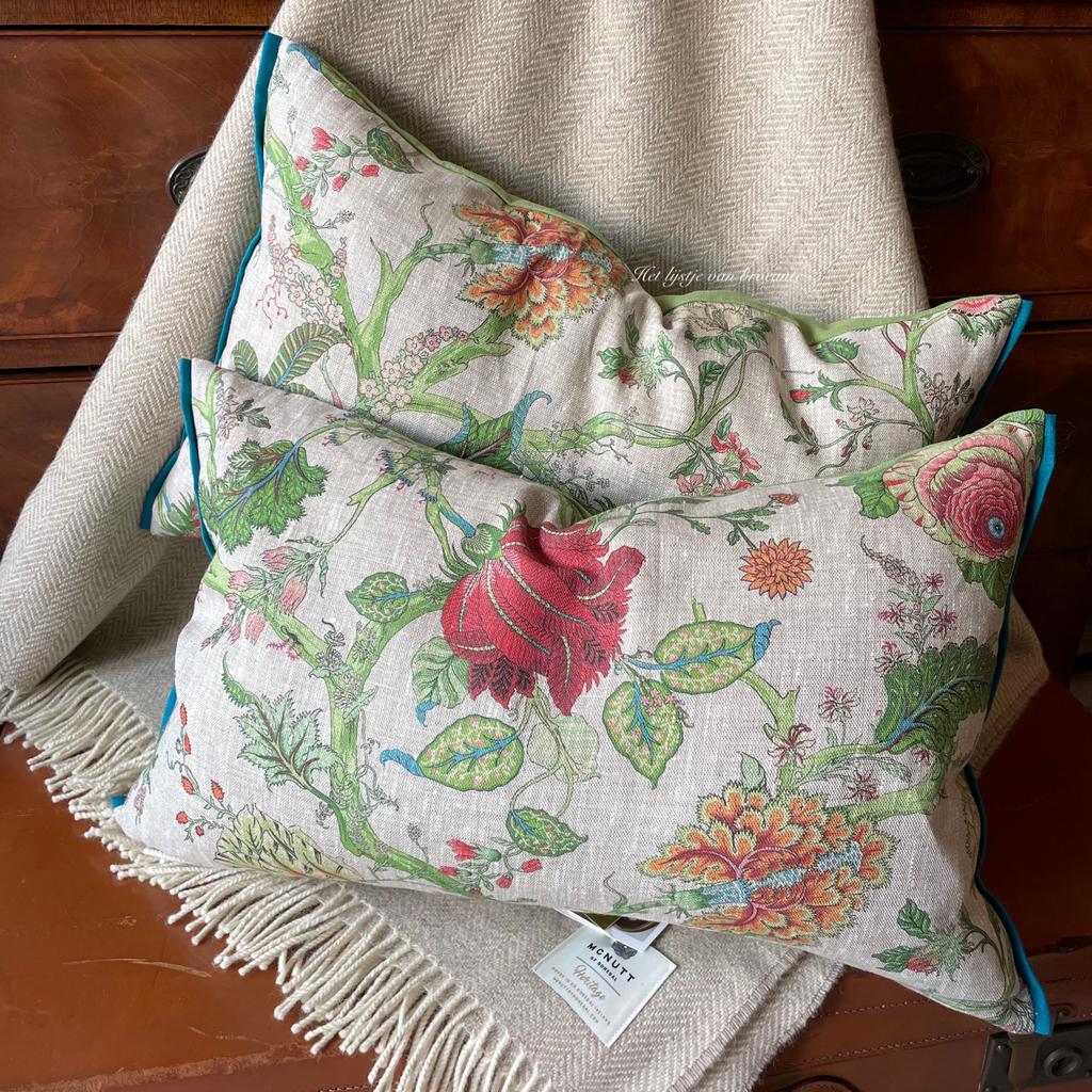 Handgemaakte linnen kussen set Exotic Jacobean, Westdijk 41 3241 GT Middelharnis, Overige kleuren, Info@lijstjevanbrocante.nl