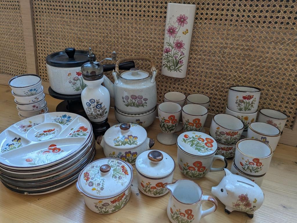 Wildflower Servies Set Vintage, Gebruikt, Keramiek, Ophalen of Verzenden, Overige stijlen