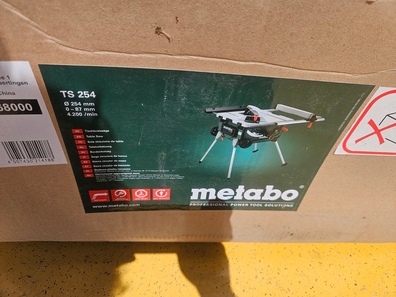 Metabo TS 254, Ophalen, Cirkelzaag, 70 mm of meer, Nieuw