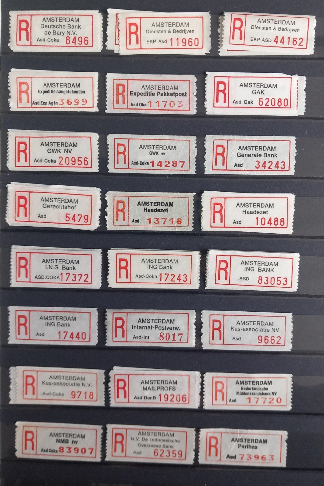 Aantekenstrookjes Bedrijfsnaam Amsterdam, Postzegels en Munten, Postzegels | Nederland, Ophalen of Verzenden