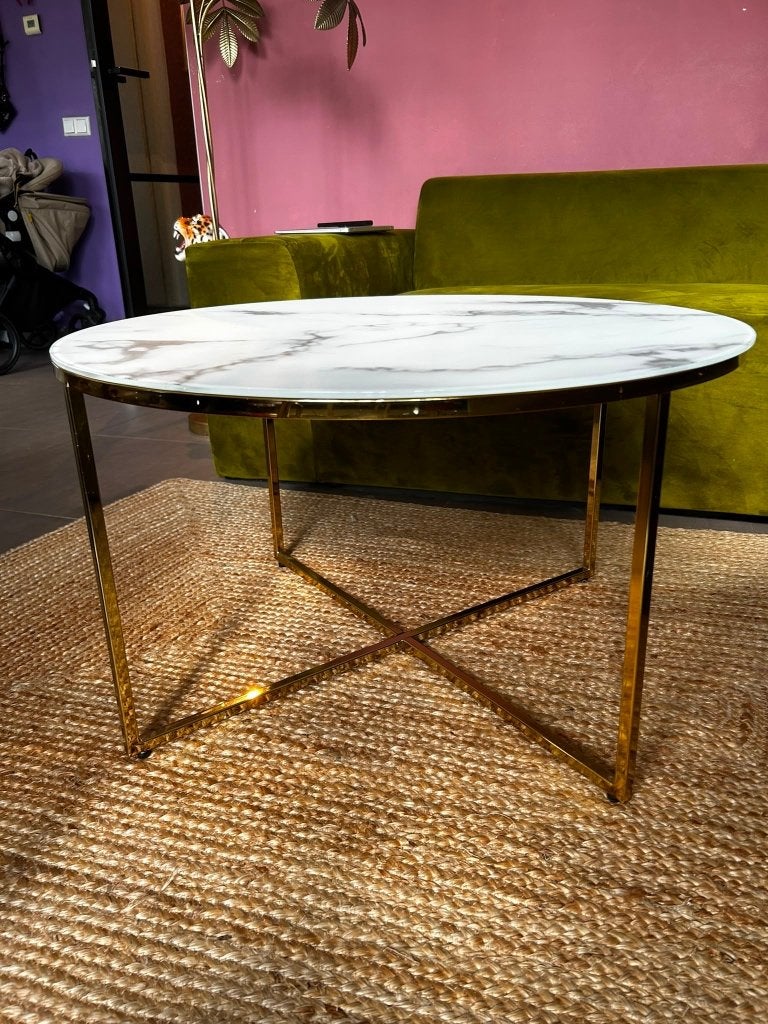 Marmere koffie tafel, Ophalen, 50 – 75, 50 tot 100 cm, Rond