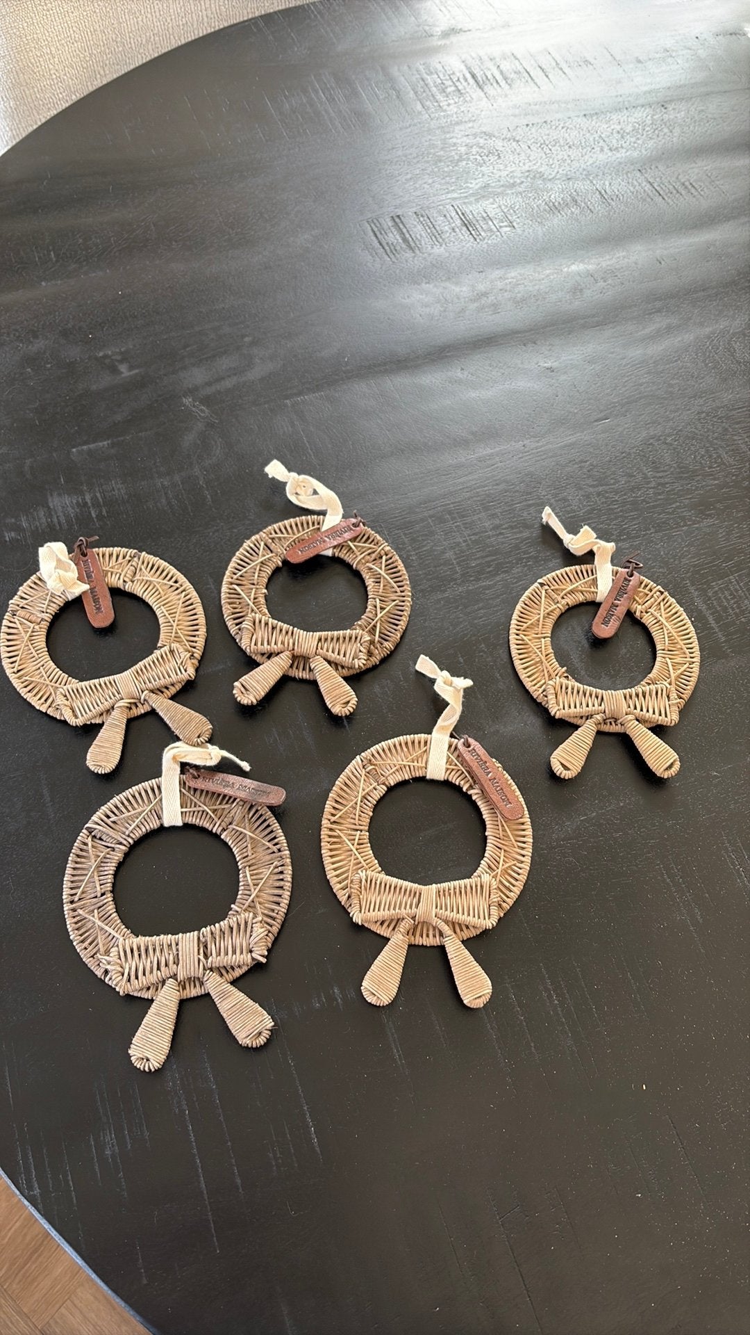 Riviera maison kerst hangers rattan 5 stuks, Ophalen of Verzenden, Zo goed als nieuw