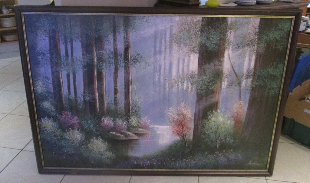 Prachtig Geschilderd Werk 'Ochtend in het Bos' - Andreu, Ophalen, Doek, Landschap, Olieverf