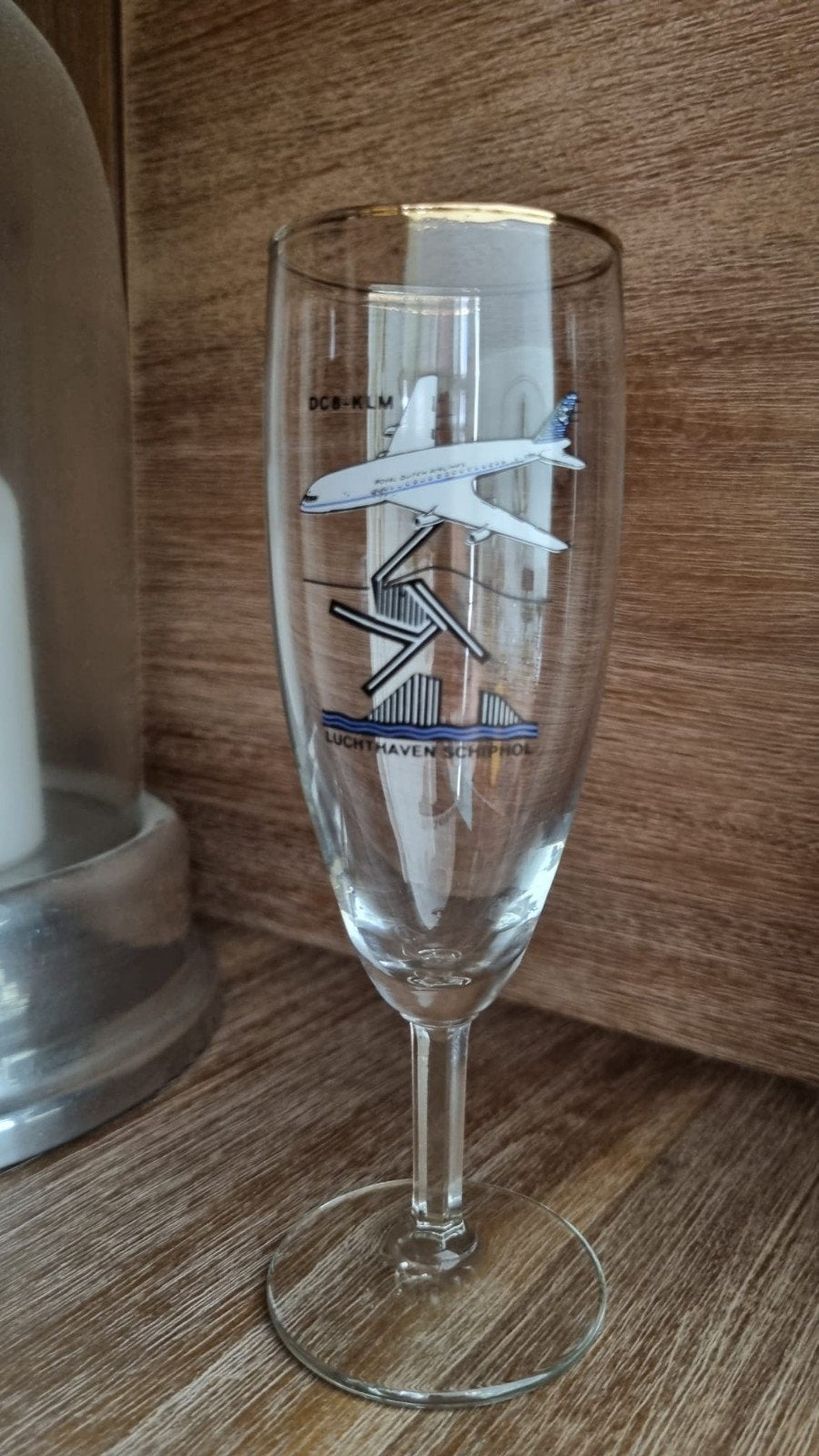 KLM DC8 glas(Schiphol Airport), Verzamelen, Ophalen, Zo goed als nieuw, Bierglas
