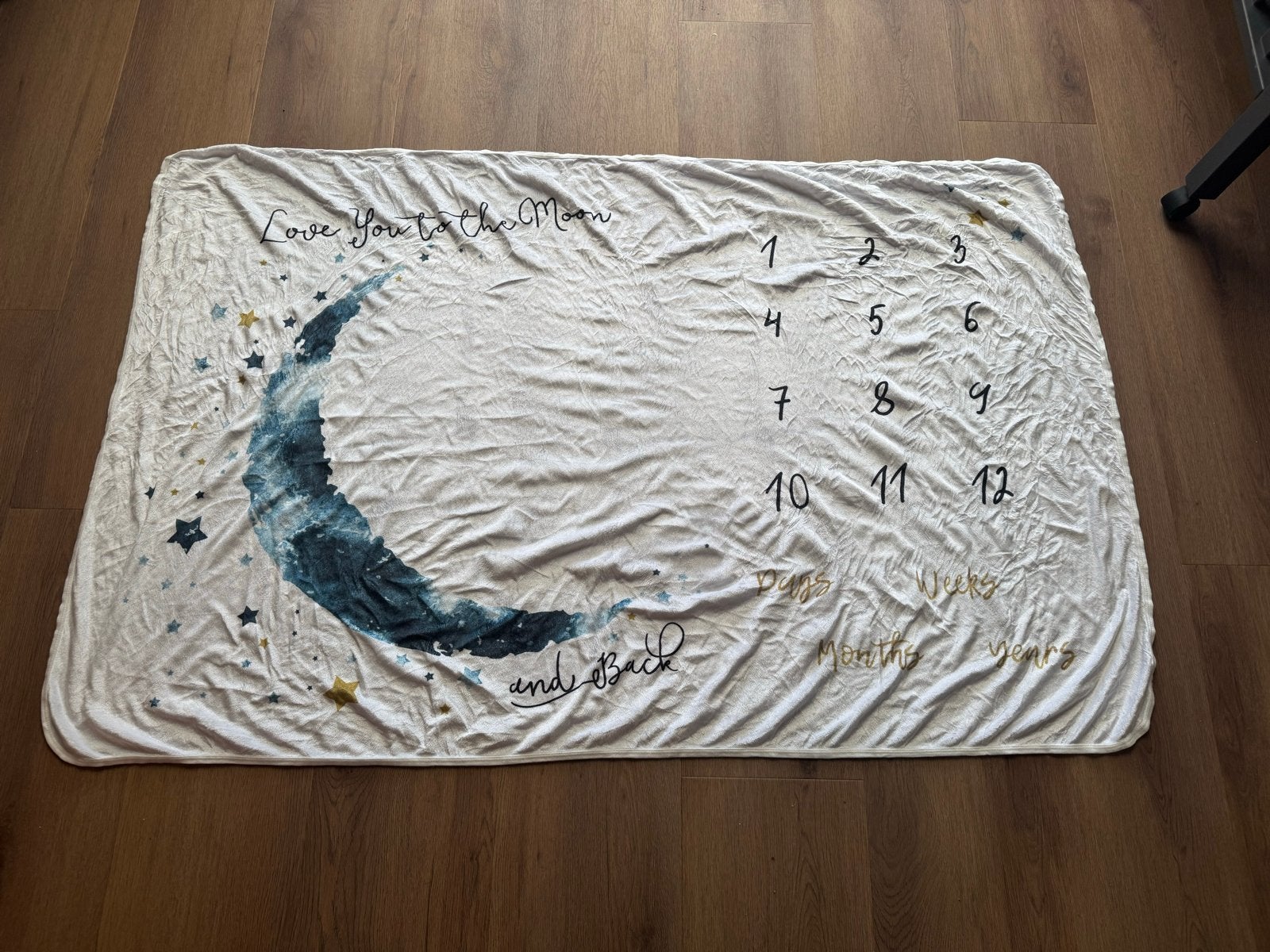 Mijlpaaldeken baby - "Love You to the Moon and Back", Ophalen, Overige merken, Zo goed als nieuw, Wit