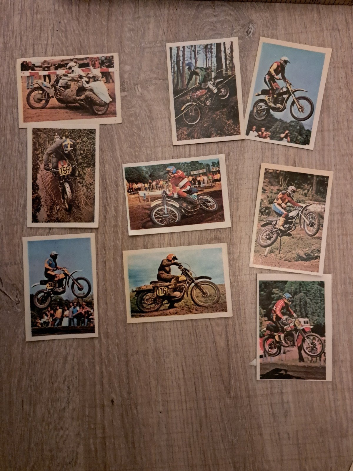 9 vintage oude motorcross Stickers met namen op achterzijde, Ophalen of Verzenden, Zo goed als nieuw
