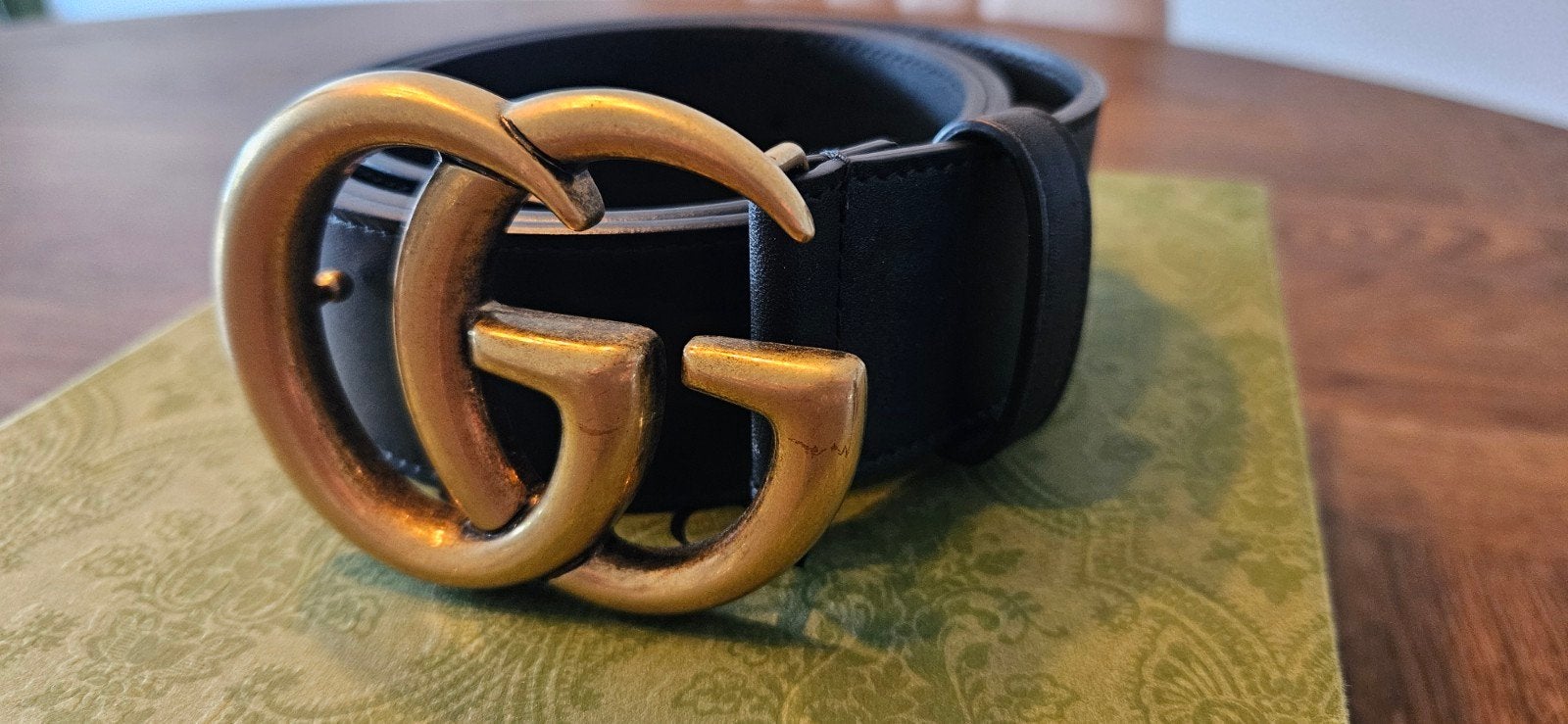 Gucci Marmont riem, Ophalen of Verzenden, Zo goed als nieuw, Zwart, 80 tot 90 cm