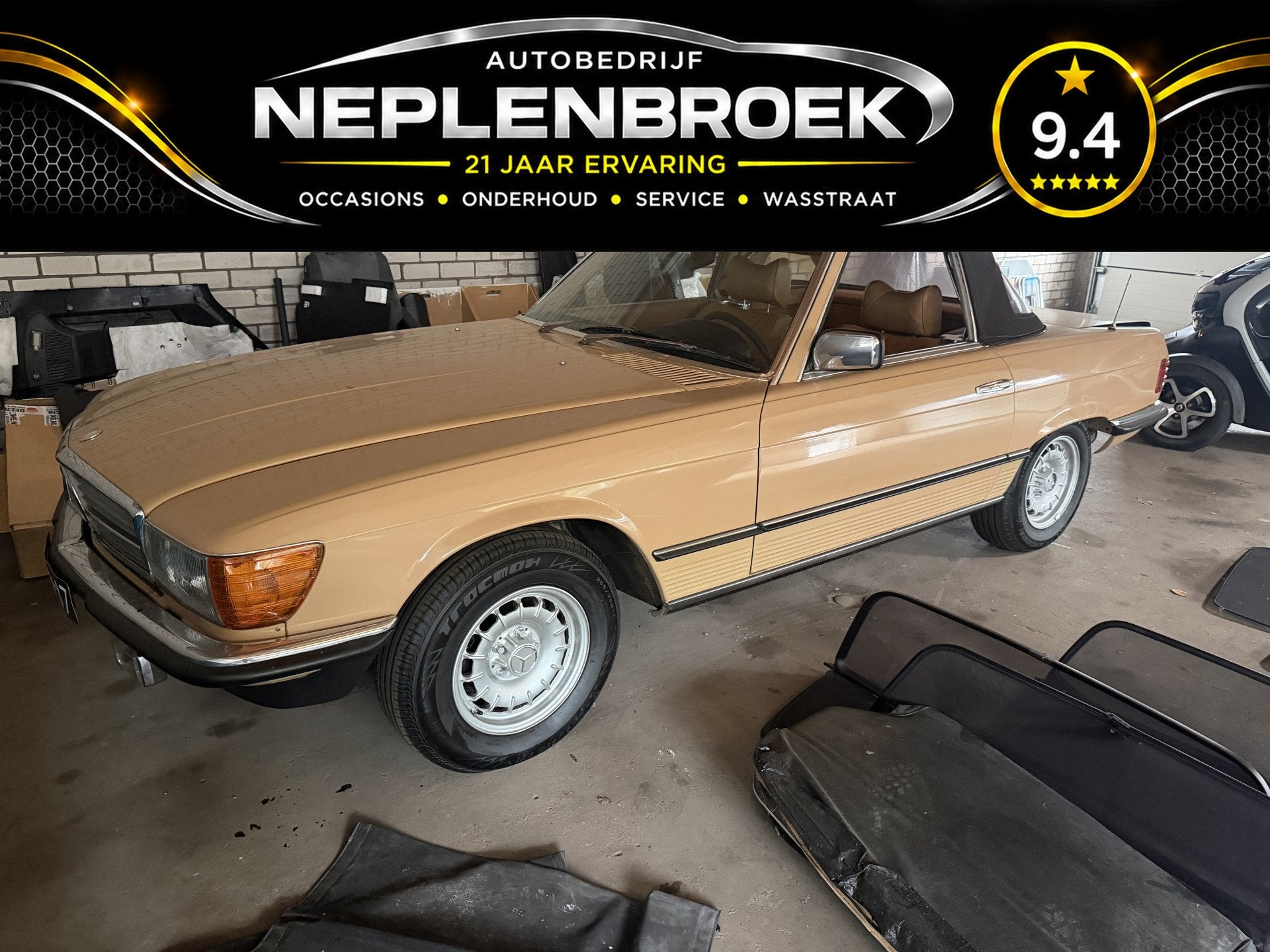 Mercedes-Benz 400-serie 450 SL V8 | 1977 Hardtop Historie Ni, Auto's, Automaat, Dealer onderhouden, Beige, Bedrijf