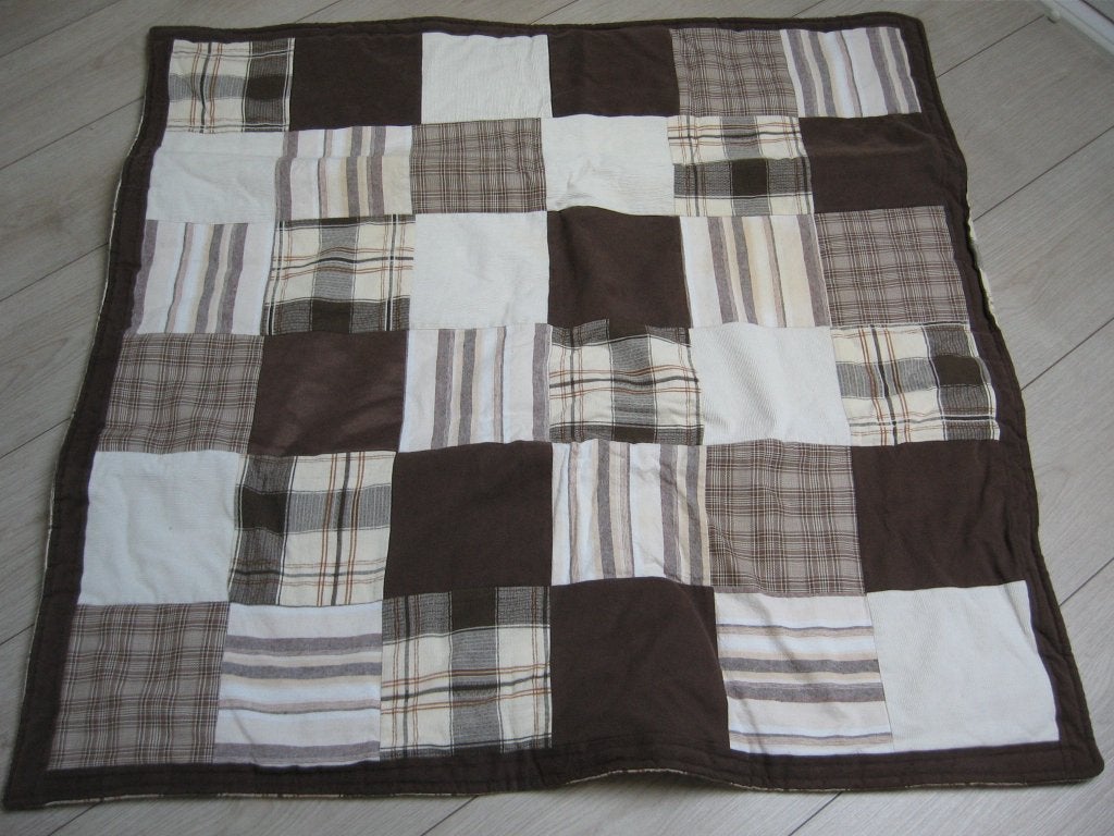 Pats work boxkleed 100 x 100 cm €15.00 Hand made bruin tint., Ophalen of Verzenden, Zo goed als nieuw, Vierkant, Boxkleed
