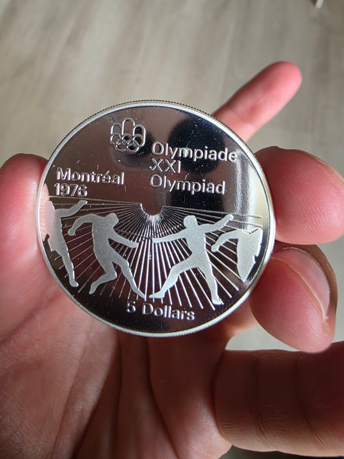 Canadese Zilveren 5 Dollar Montréal 1976 proof, Postzegels en Munten, Ophalen of Verzenden, Overige landen, Losse munt, Zilver