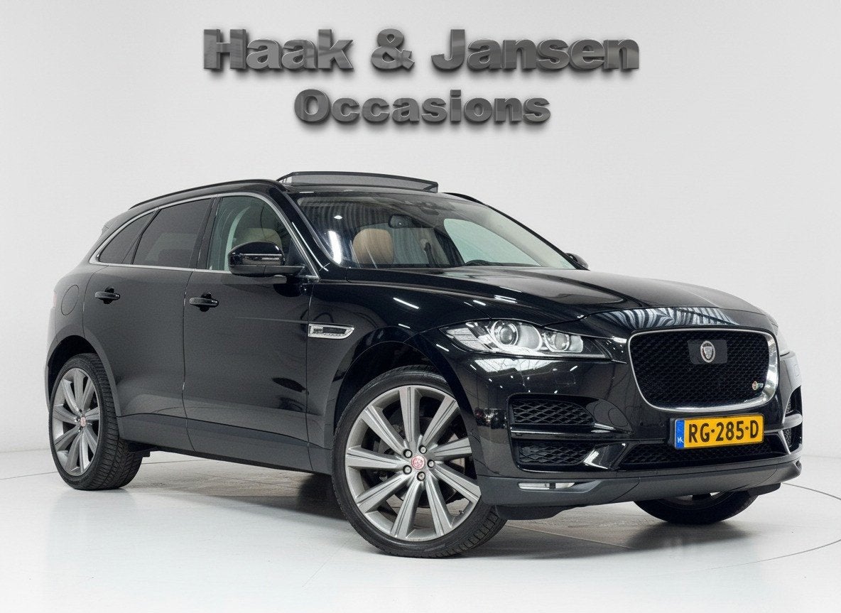 Jaguar F-PACE 2.0 Portfolio AWD 30t Meridian Panoramadak HUD, Gebruikt, 4 cilinders, Zwart, Bedrijf