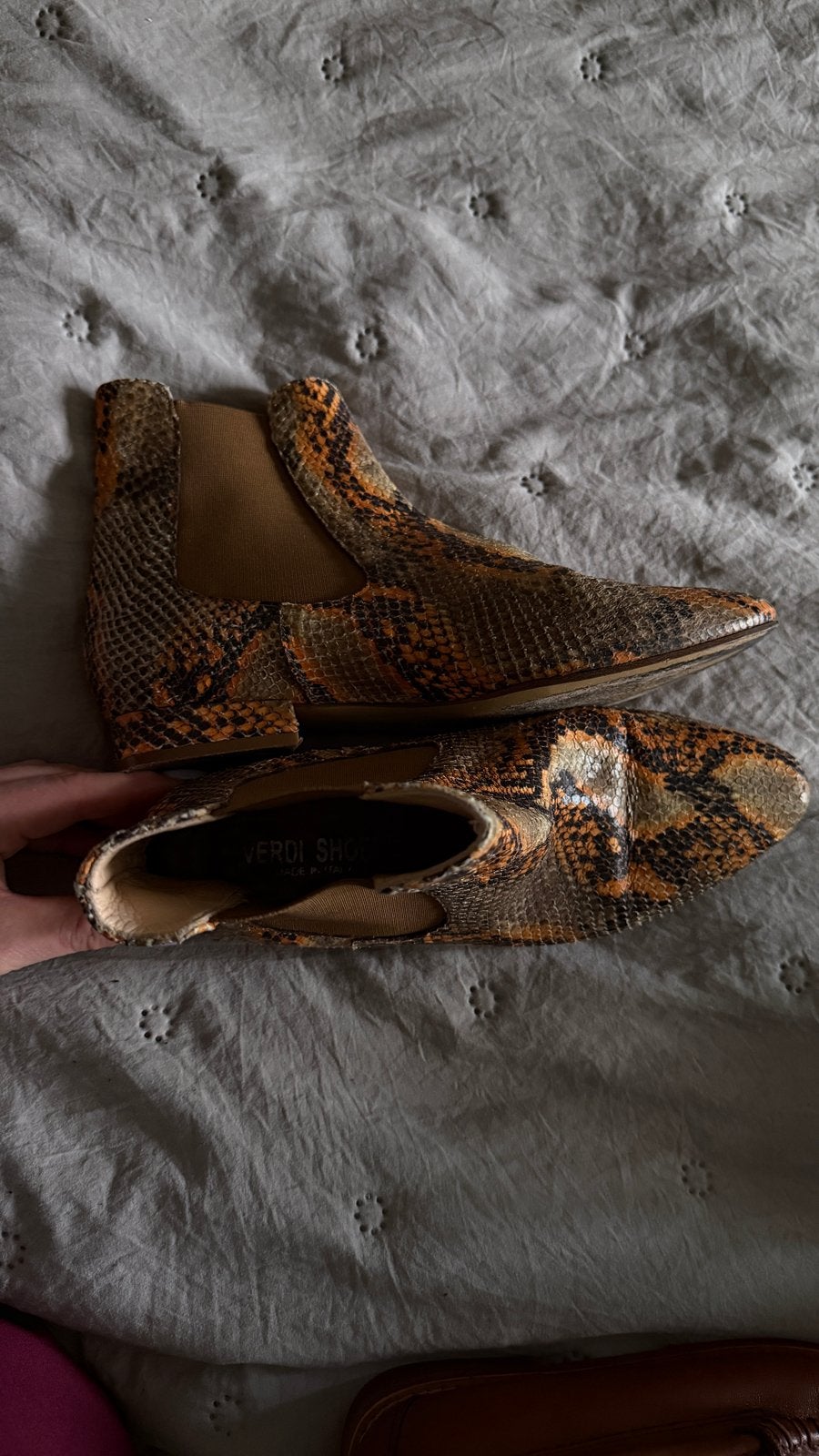 Verdi Shoes Enkellaarsjes met Slangenprint, Ophalen of Verzenden, Zo goed als nieuw, Bruin, Lage of Enkellaarzen