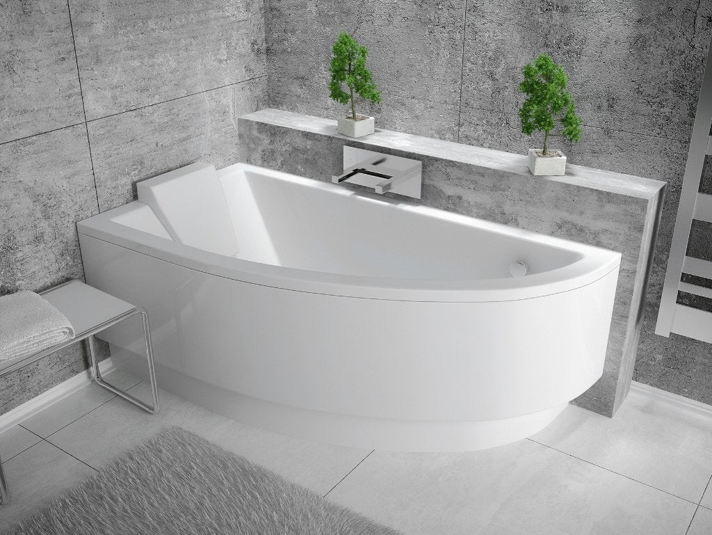 HOEKBAD 140x70 cm en 150x70 cm asymmetrisch incl poten, Ophalen, Nieuw, Wit