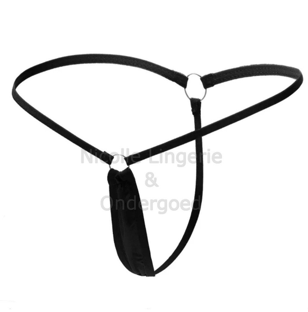 Metallic Mini String Micro Leather look Zwart (092), Nicolle_Lingerie, Ophalen of Verzenden, Zwart, String