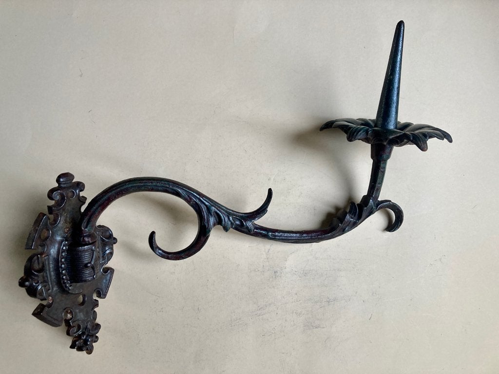Antiek Gietijzeren kandelaar, Ophalen of Verzenden