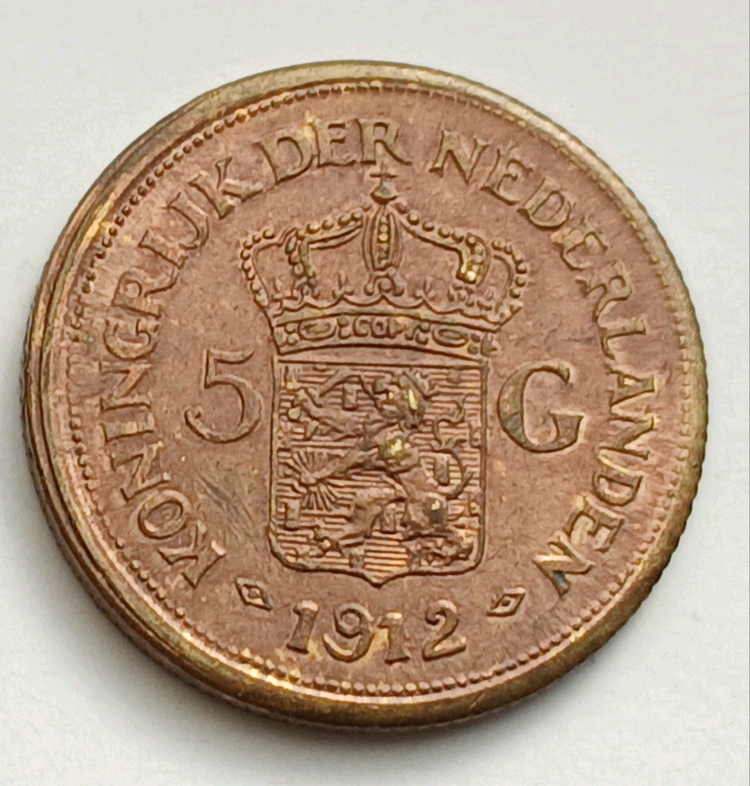 5 Gulden 1912 Nederland Koningin Wilhelmina Oude Munt Vals, Ophalen of Verzenden, Koningin Wilhelmina, 5 gulden