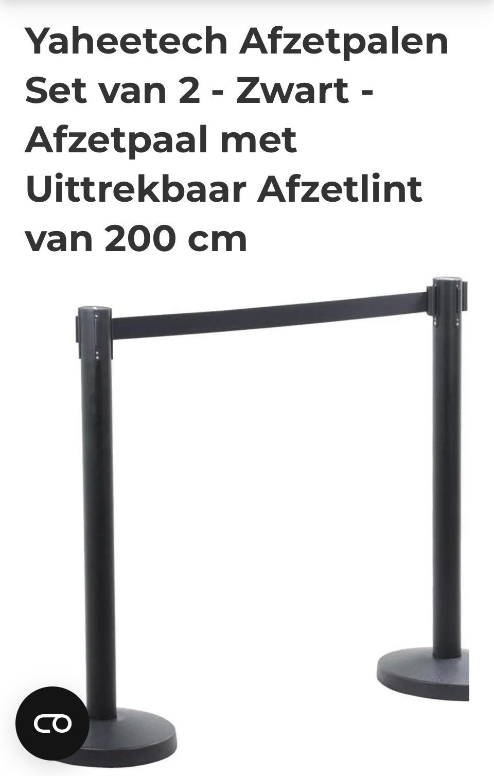 Afzetpalen met Uittrekbaar Afzetlint zwarte palen lint, Tuin en Terras, Ophalen, Nieuw