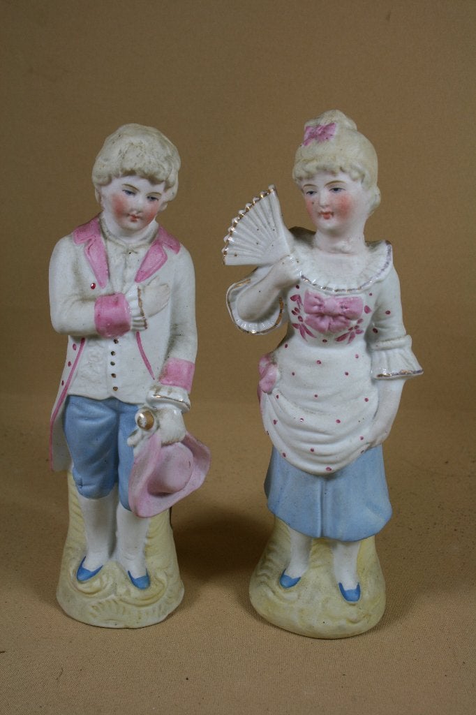 Stel biscuit porseleinen beeldjes, Antiek en Kunst, Antiek | Porselein, Ophalen of Verzenden