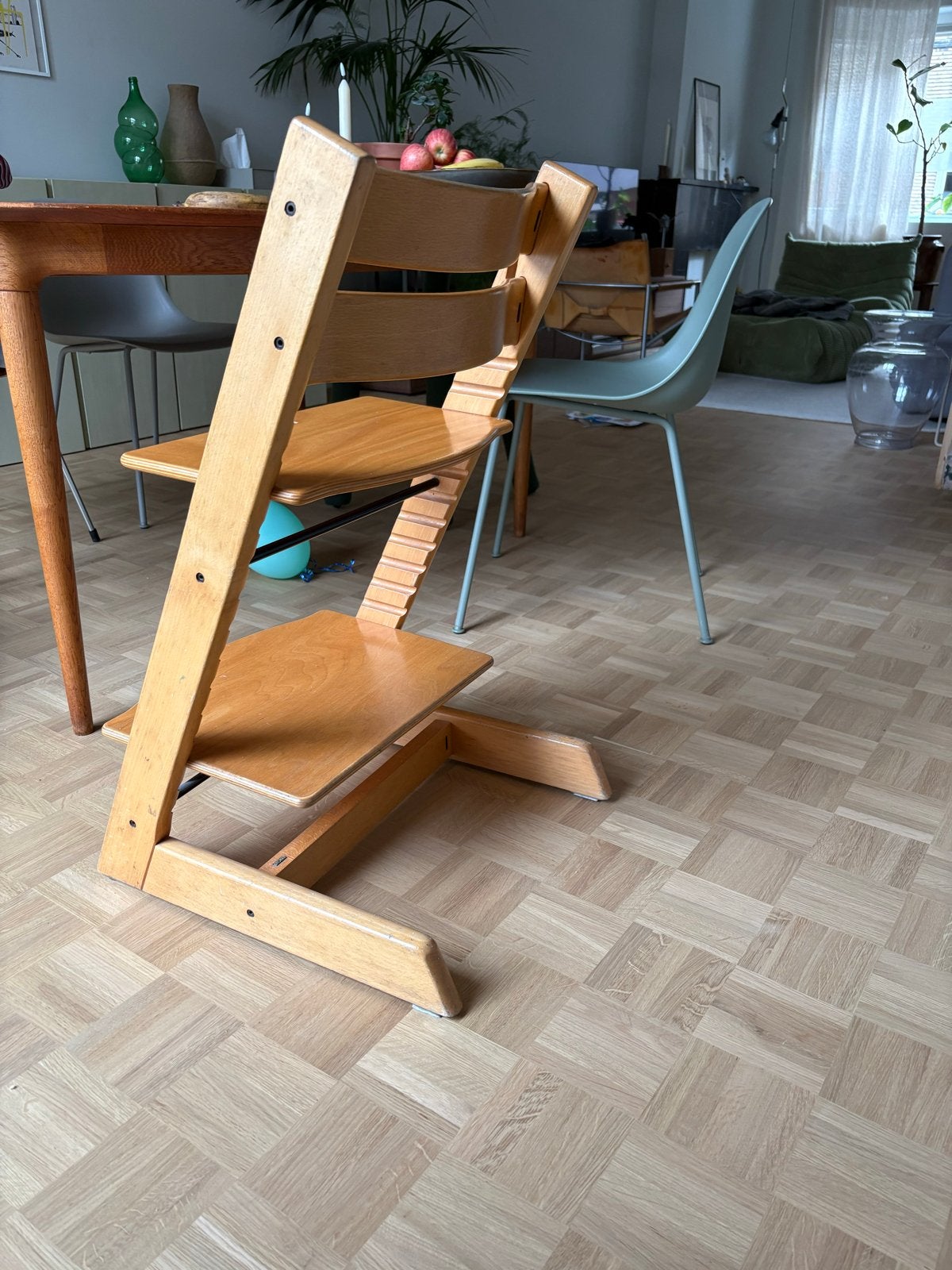 Trip Trap stoel met beugel en leren bandje, Ophalen, Gebruikt, Meegroeistoel