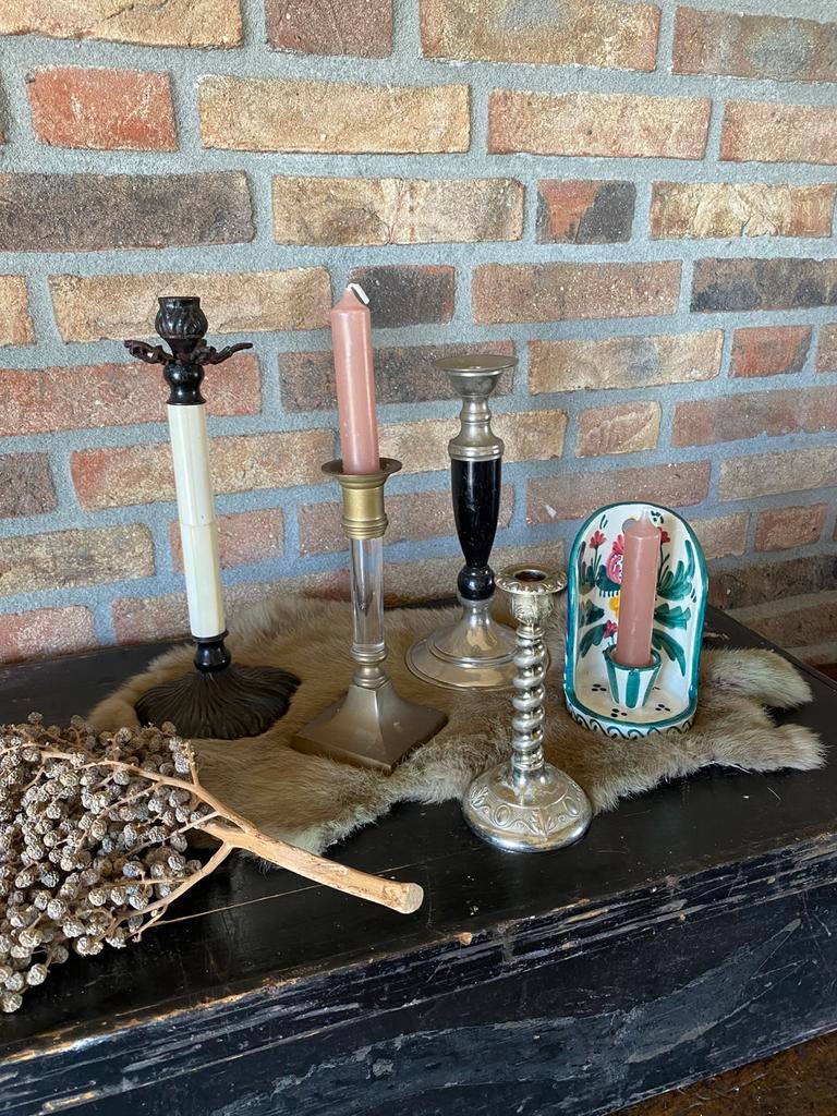 Vintage diverse kandelaars, Ophalen of Verzenden, Overige materialen