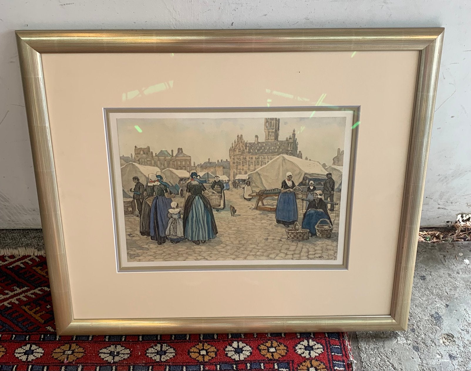 Litho Zeefdruk Belgische kunstenaar Henri Cassiers,, Antiek en Kunst, Kunst | Litho's en Zeefdrukken, Verzenden