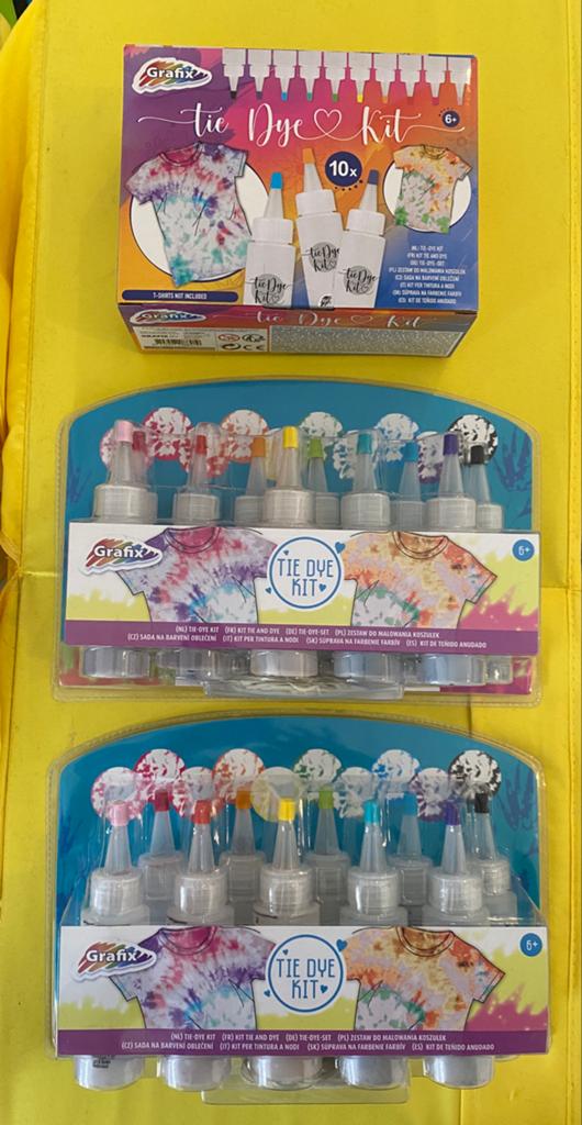 3x Grafix Tie Dye Kit /sets nieuw in verpakking, Hobby en Vrije tijd, Knutselen, Overige thema's, Geschikt voor stof, Textiel