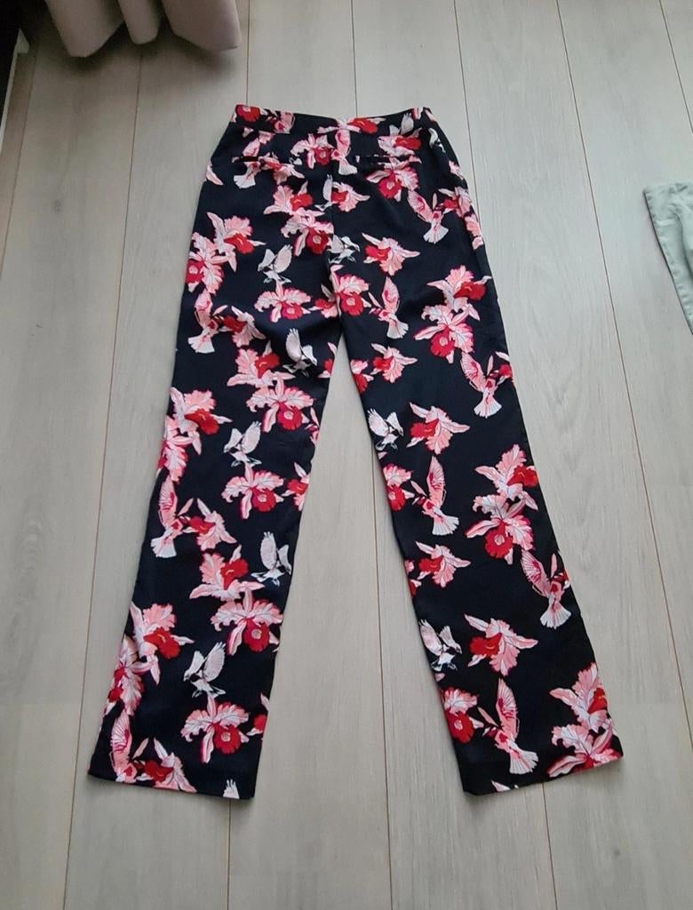 Modström nieuwe broek S 36 blauw roze rood wit bloemen vogel, Modström, Blauw, Nieuw, Ophalen of Verzenden