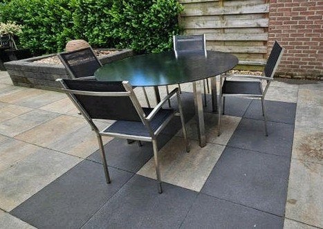 4seasons Tuintafel met 4 stoelen, Tuin en Terras, Ophalen, Gebruikt, Rvs