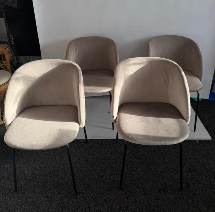 4 Zons kuipstoelen beige/champagne - Eric Kuster stijl, Ophalen, Gebruikt, Overige kleuren, Vier